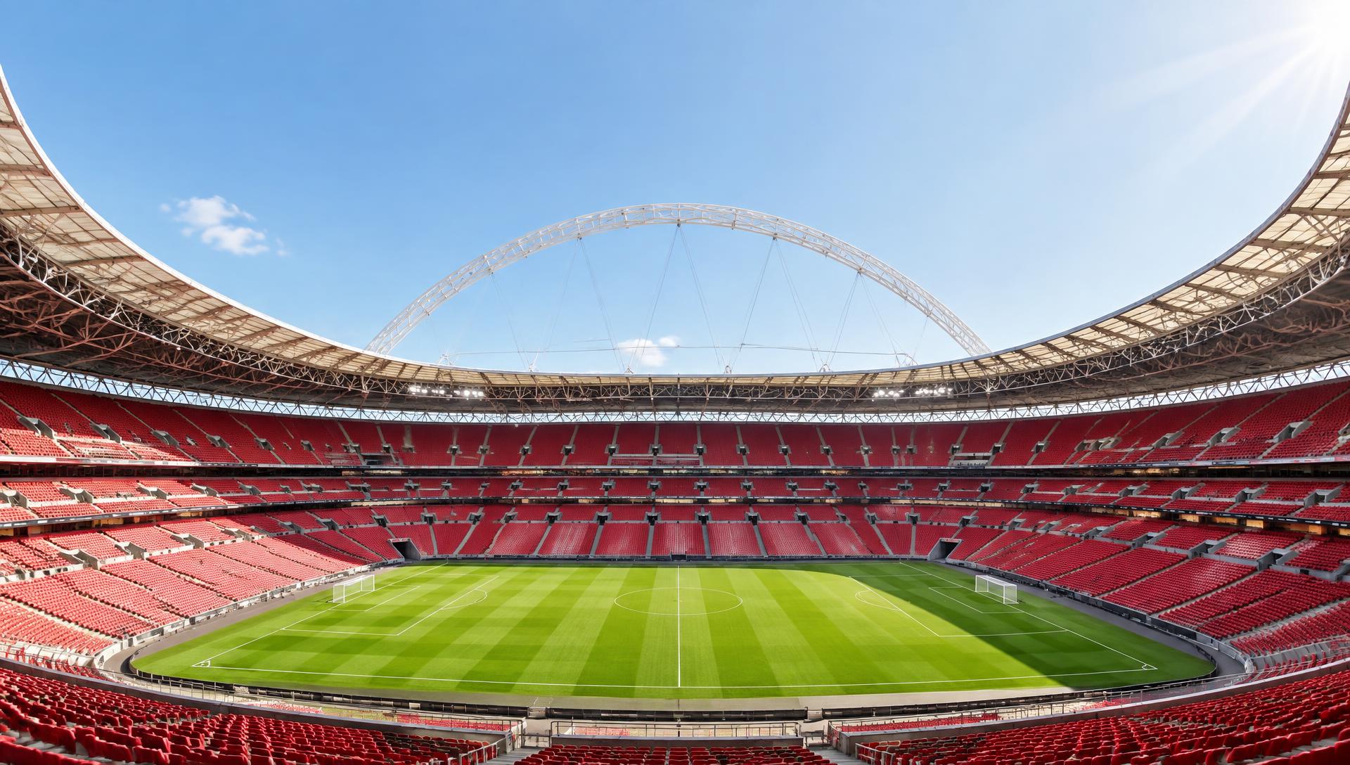 Daylight over Wembley Stadium and its arch